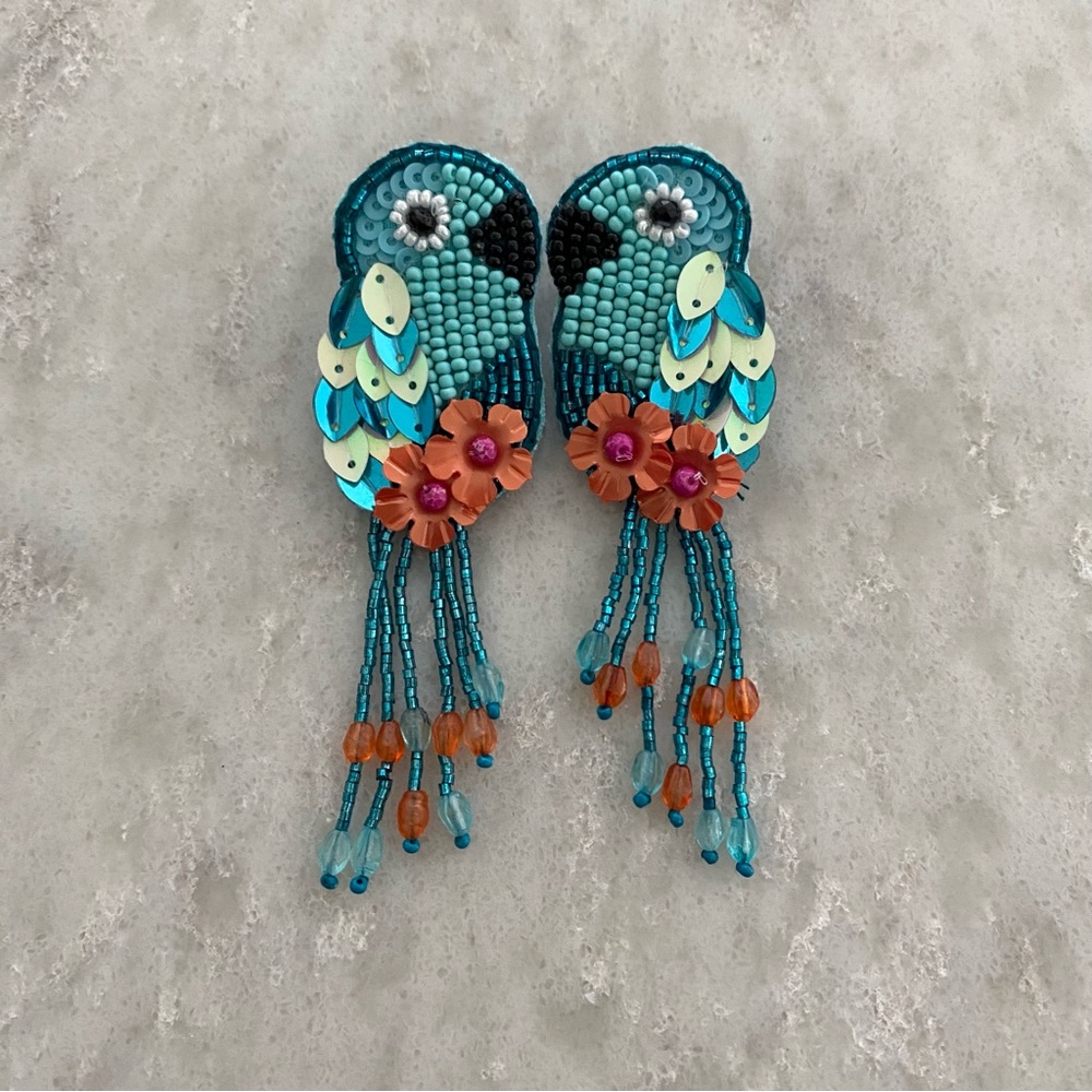 Beaded Parrot Earrings
